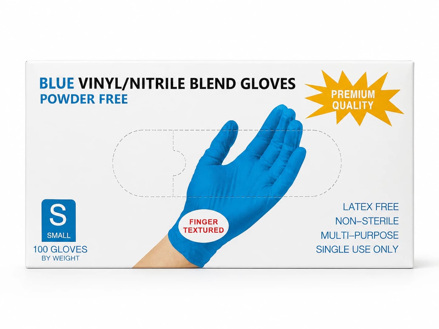 Blue Vinyl/Nitrile Blend Gloves - Small (100 Count) — Disposable Gloves